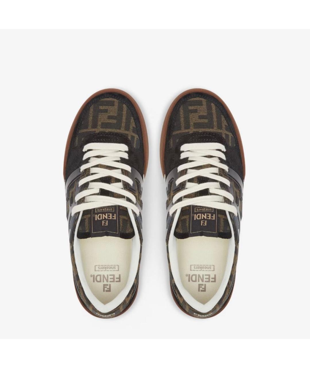 FENDI Коричневые кожаные кеды, фото 4