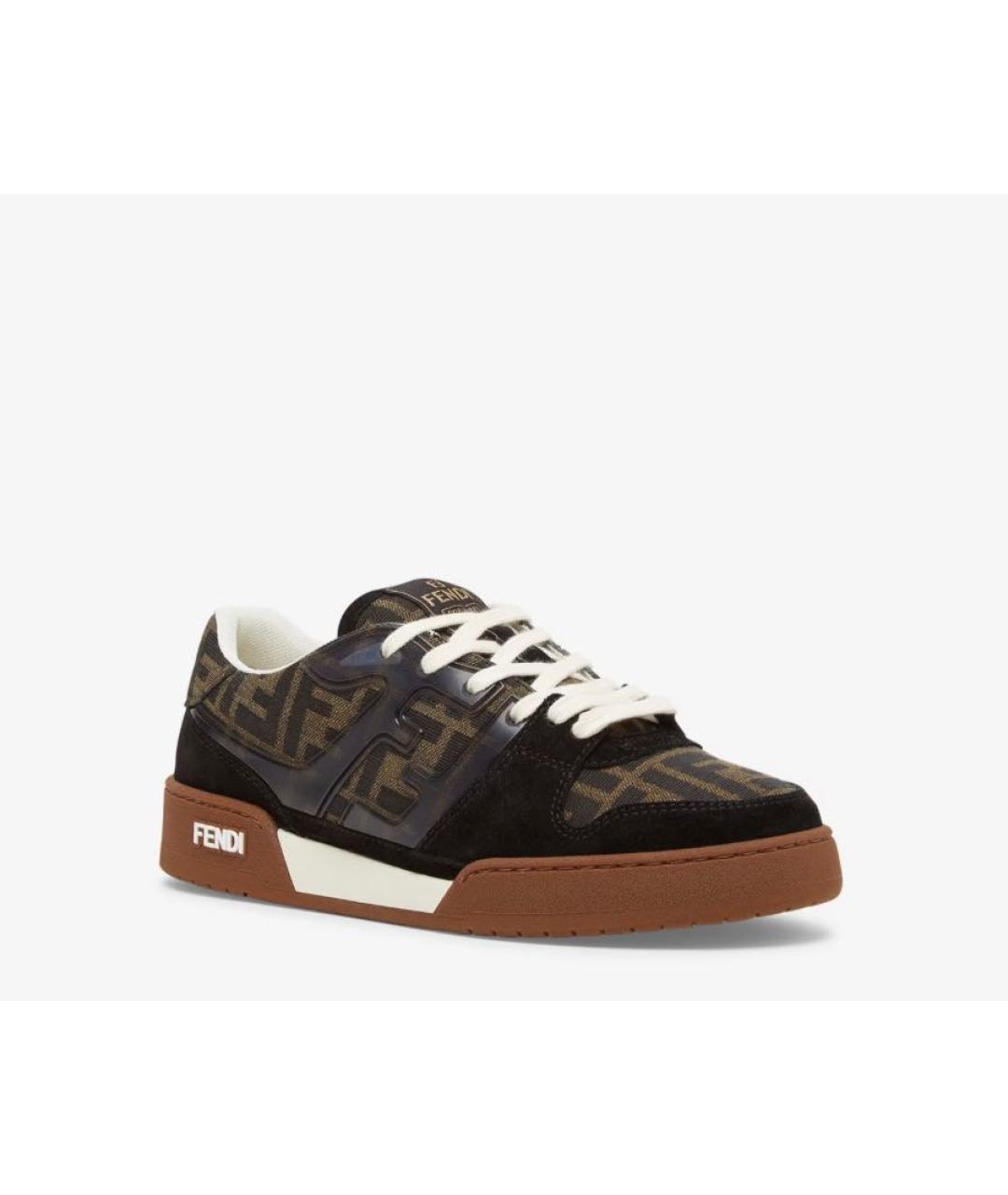 FENDI Коричневые кожаные кеды, фото 2