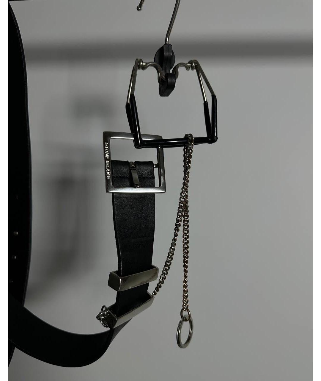 STONE ISLAND Черный кожаный ремень, фото 3