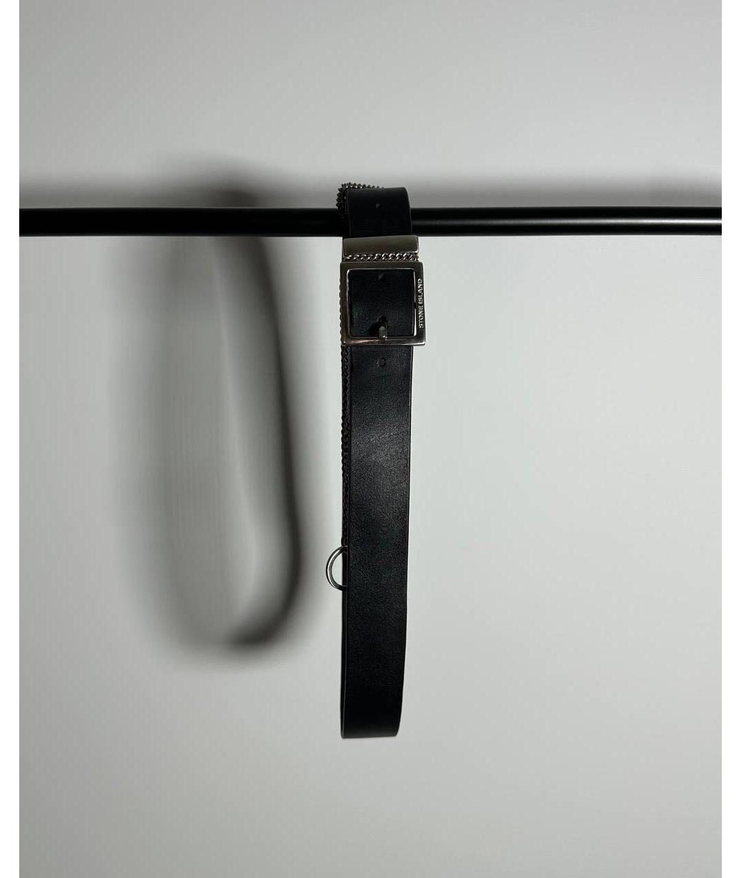 STONE ISLAND Черный кожаный ремень, фото 2