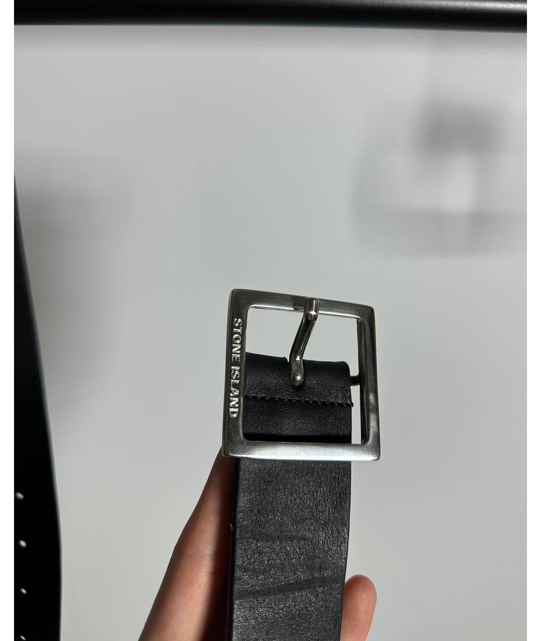 STONE ISLAND Черный кожаный ремень, фото 4