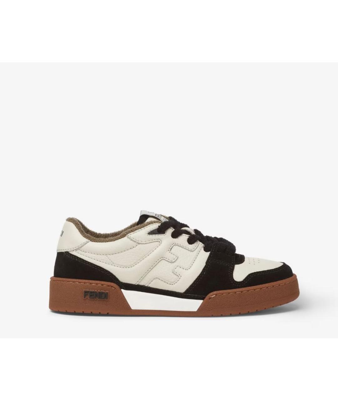 FENDI Бежевые кожаные кеды, фото 5