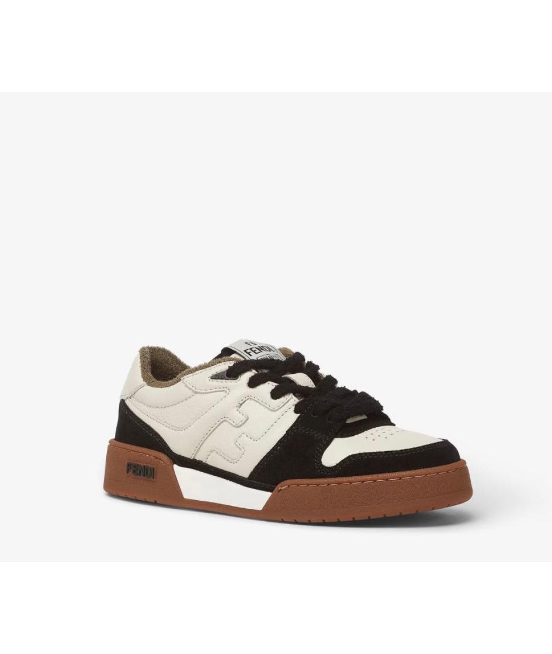 FENDI Бежевые кожаные кеды, фото 2