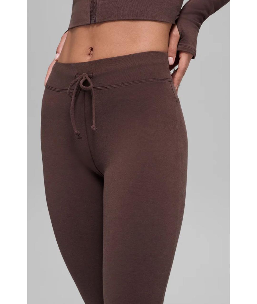 ALO YOGA Коричневые хлопко-эластановые спортивные брюки и шорты, фото 7