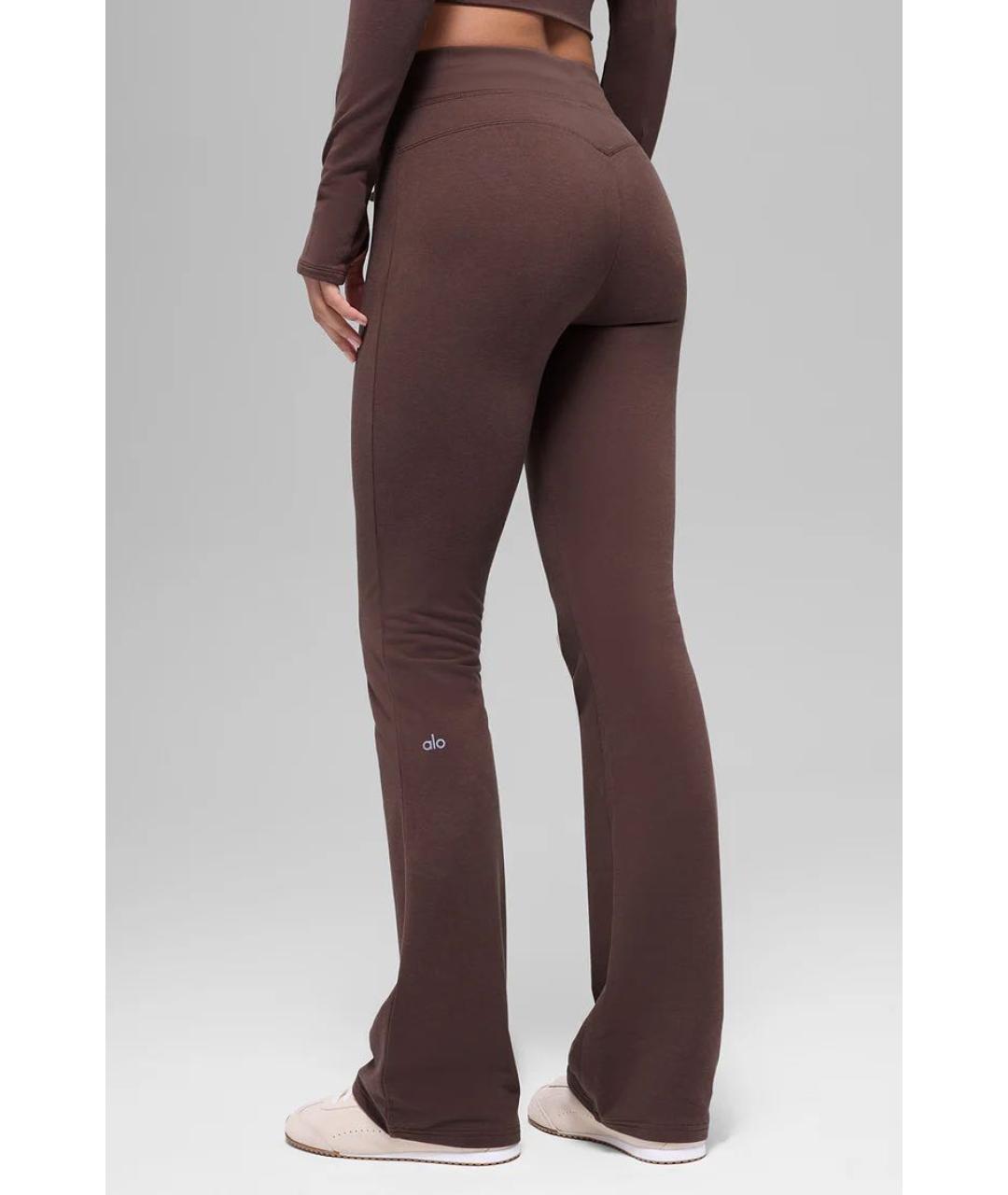 ALO YOGA Коричневые хлопко-эластановые спортивные брюки и шорты, фото 5