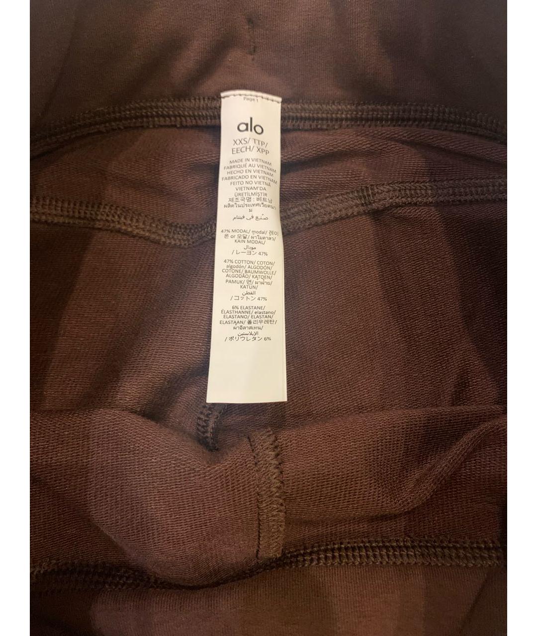 ALO YOGA Коричневые хлопко-эластановые спортивные брюки и шорты, фото 3
