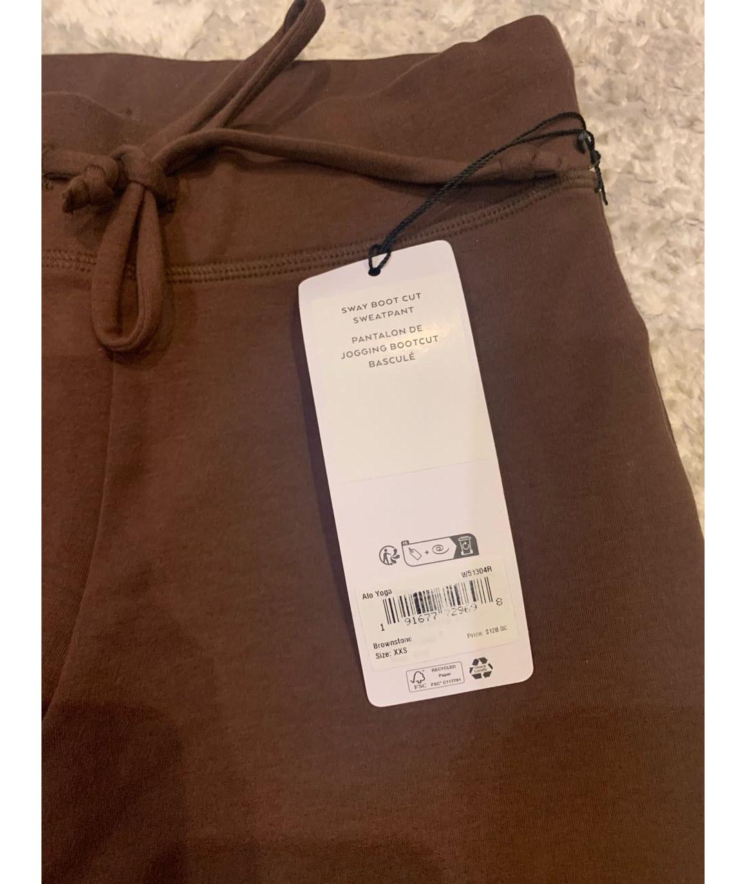 ALO YOGA Коричневые хлопко-эластановые спортивные брюки и шорты, фото 2