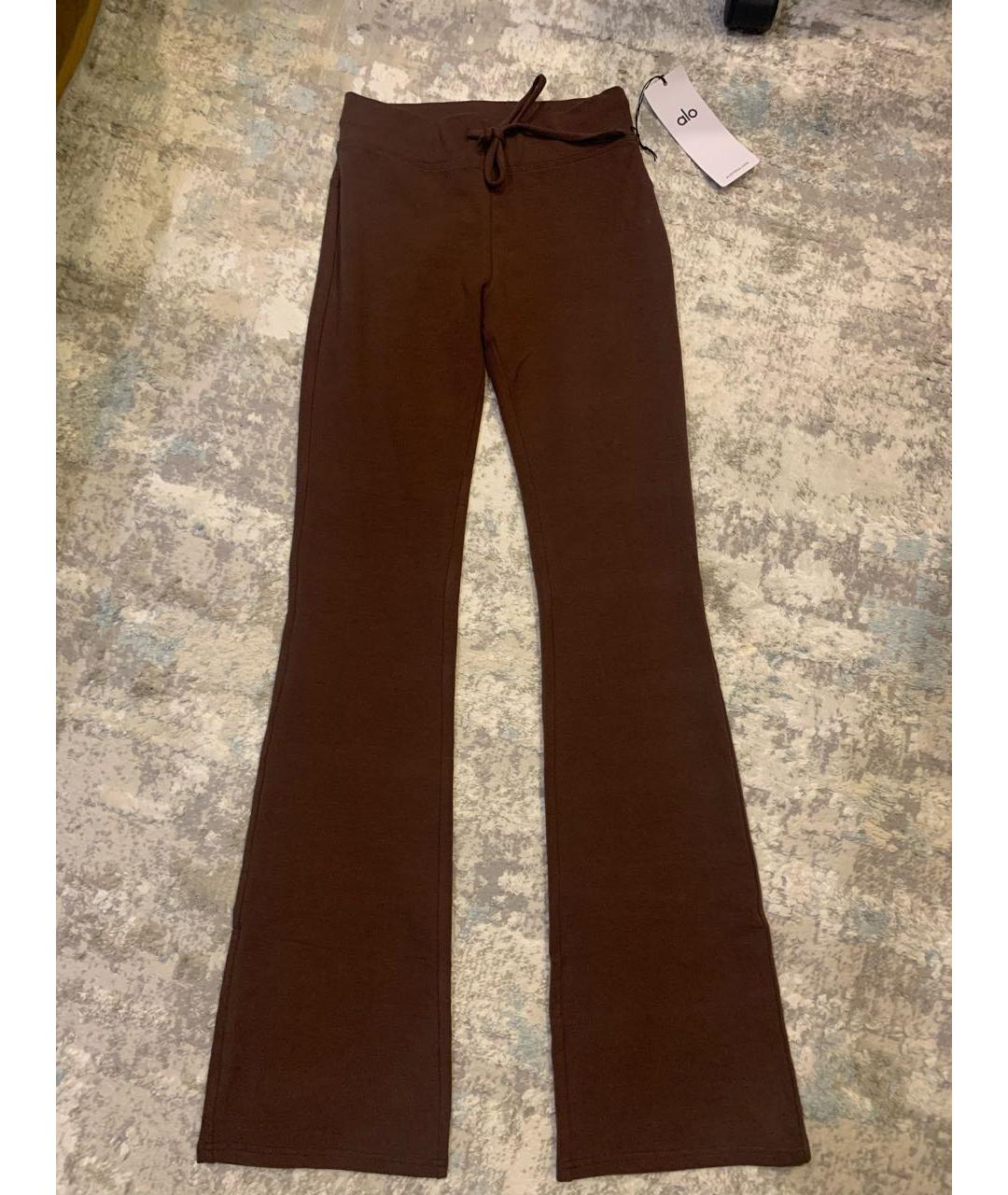 ALO YOGA Коричневые хлопко-эластановые спортивные брюки и шорты, фото 9
