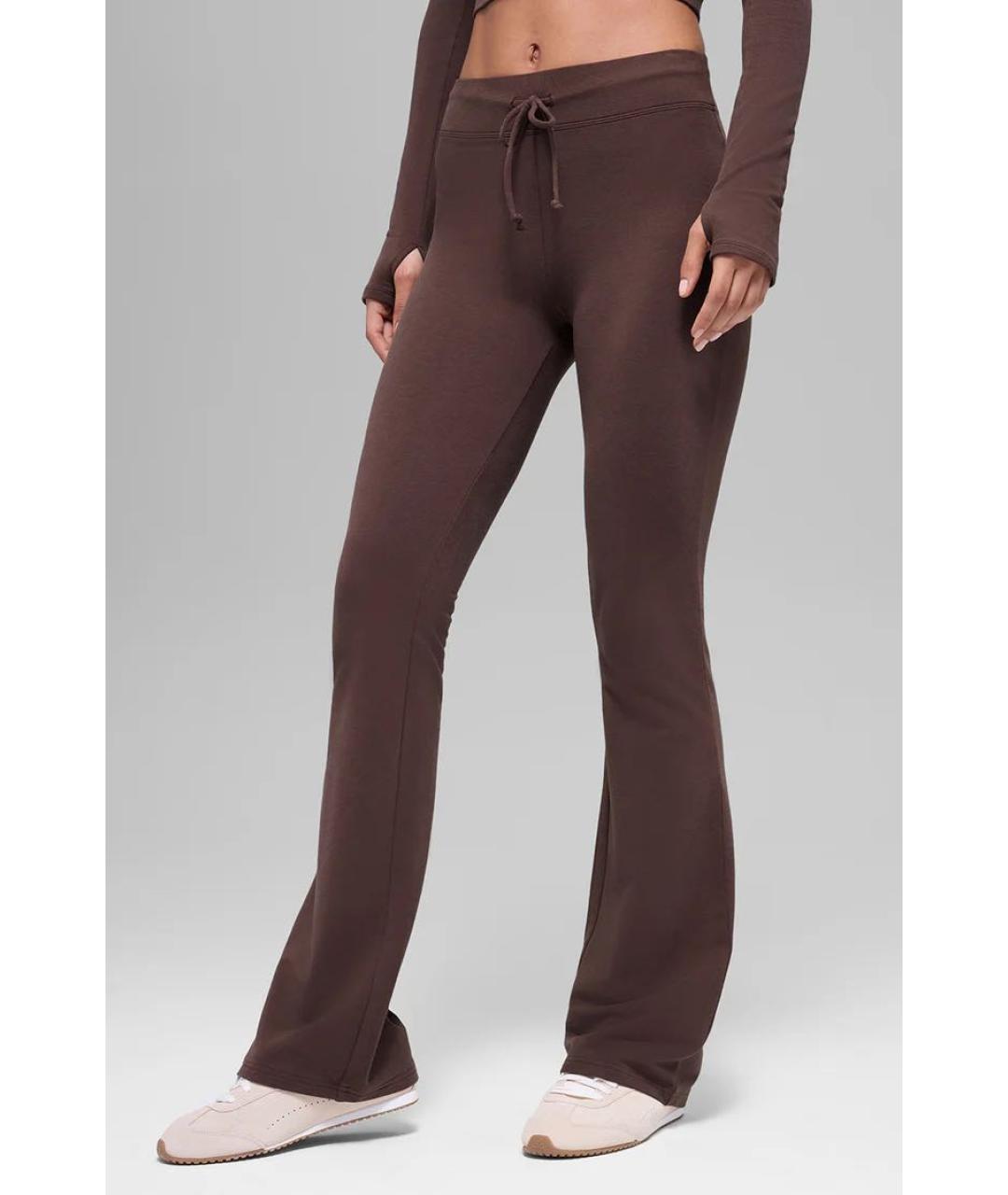 ALO YOGA Коричневые хлопко-эластановые спортивные брюки и шорты, фото 6