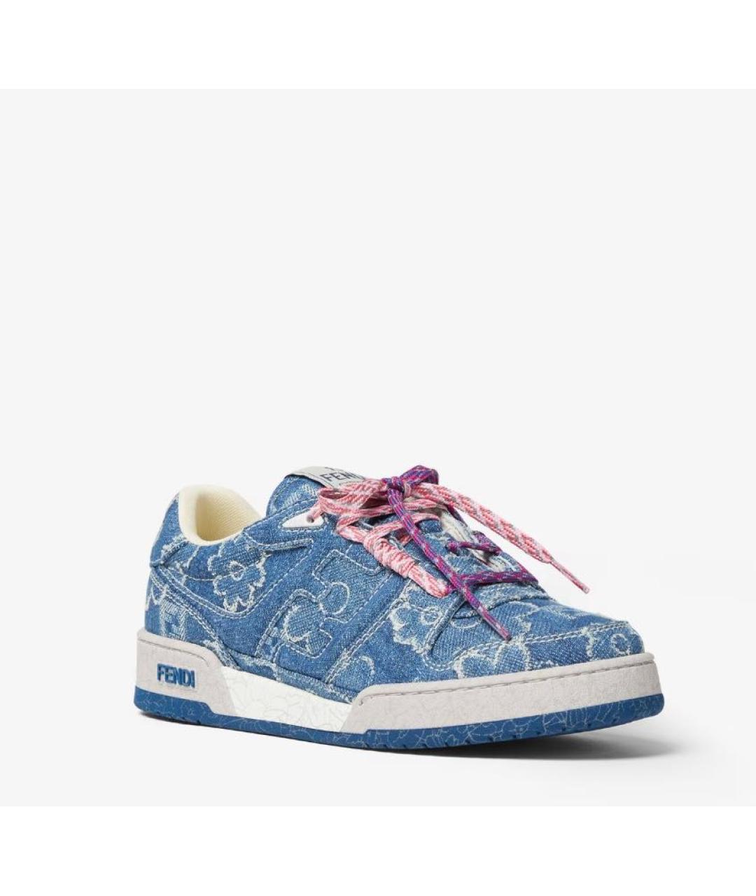FENDI Голубые текстильные кеды, фото 2