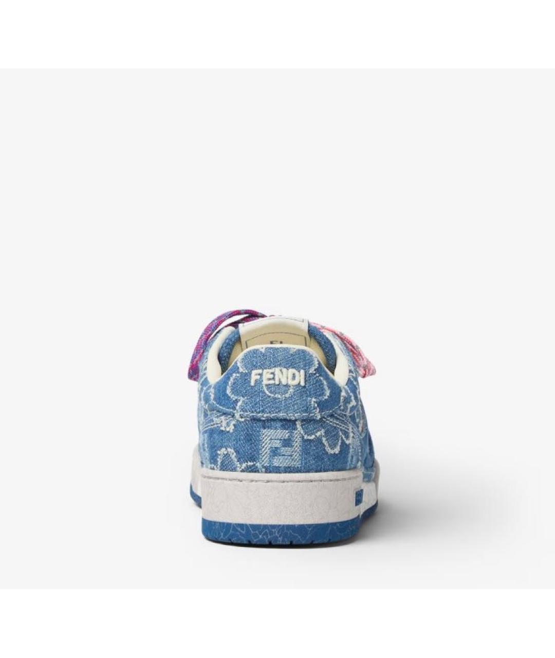 FENDI Голубые текстильные кеды, фото 3
