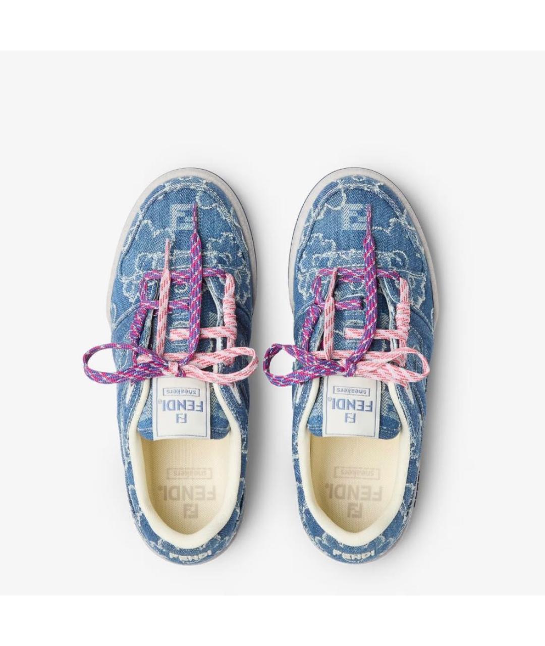 FENDI Голубые текстильные кеды, фото 4