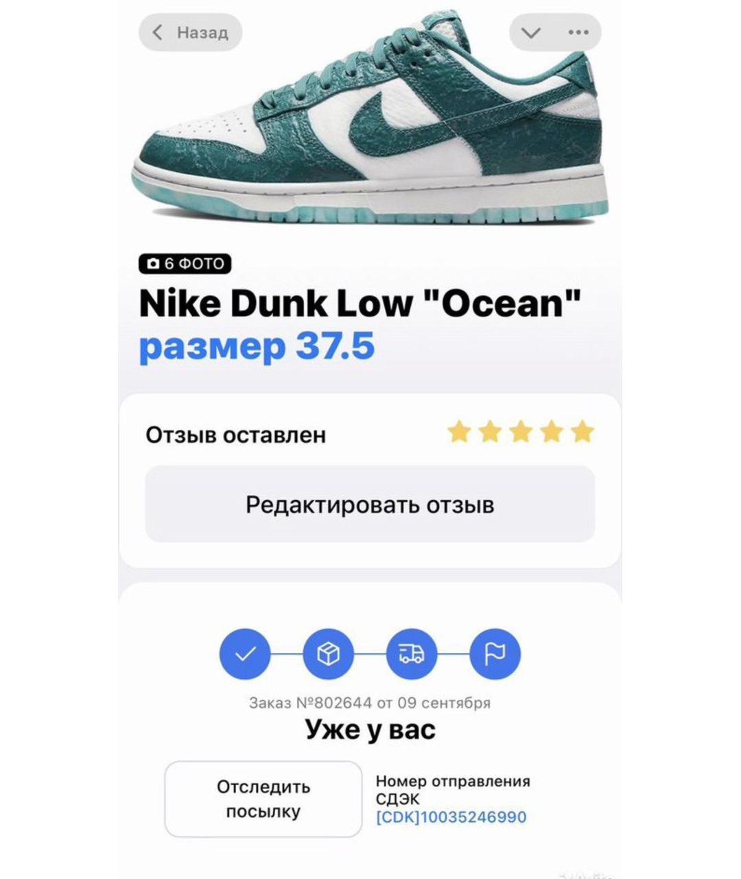 NIKE Бирюзовые кожаные кроссовки, фото 6