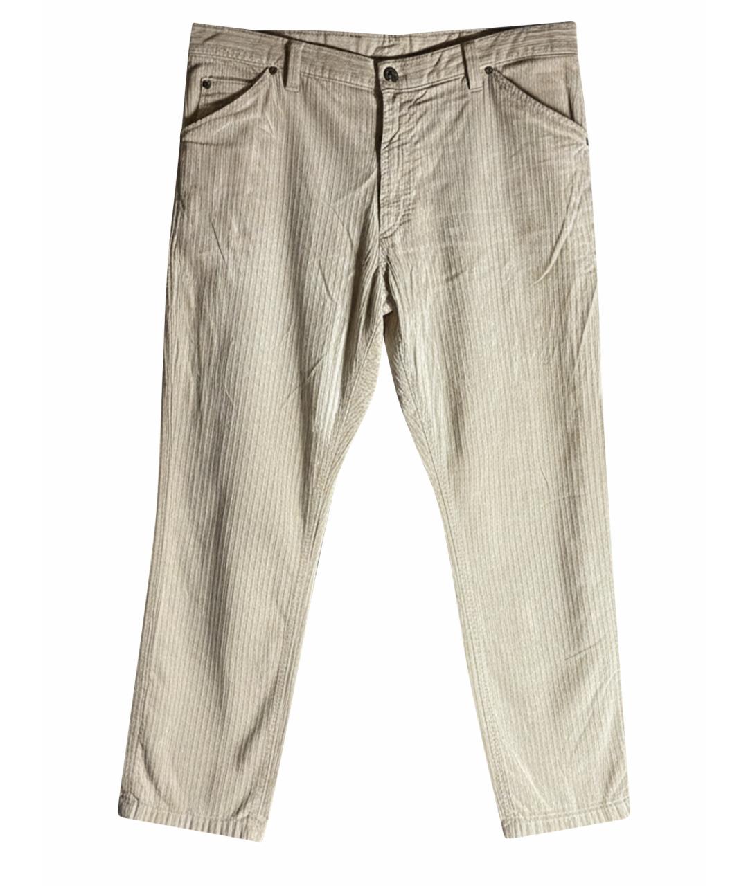 VERSACE Бежевые льняные классические брюки, фото 1