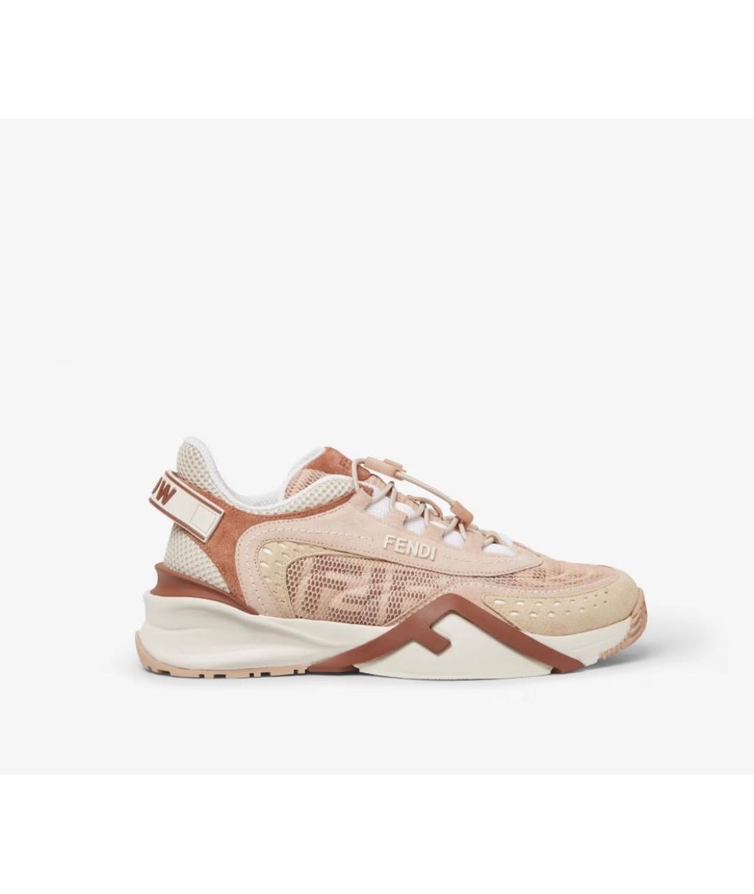 FENDI Бежевые текстильные кроссовки, фото 6