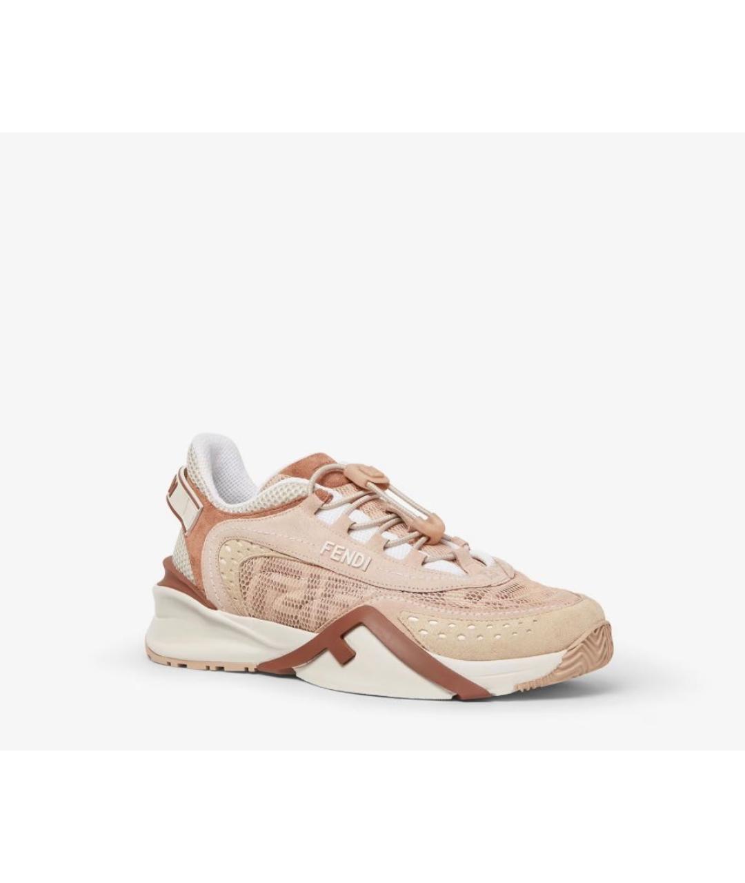FENDI Бежевые текстильные кроссовки, фото 2