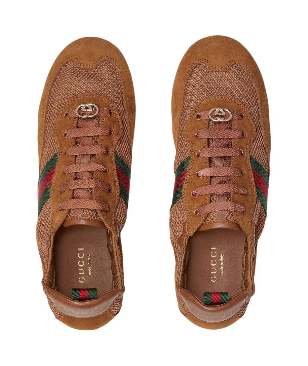GUCCI Коричневые замшевые кроссовки, фото 4
