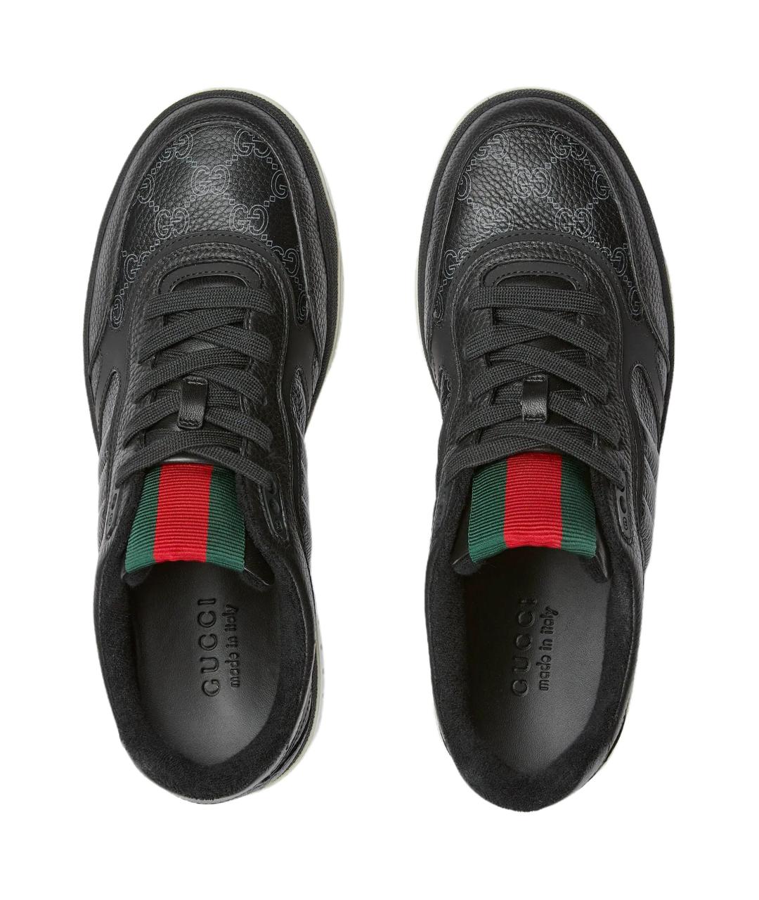 GUCCI Черные кожаные низкие кроссовки / кеды, фото 4