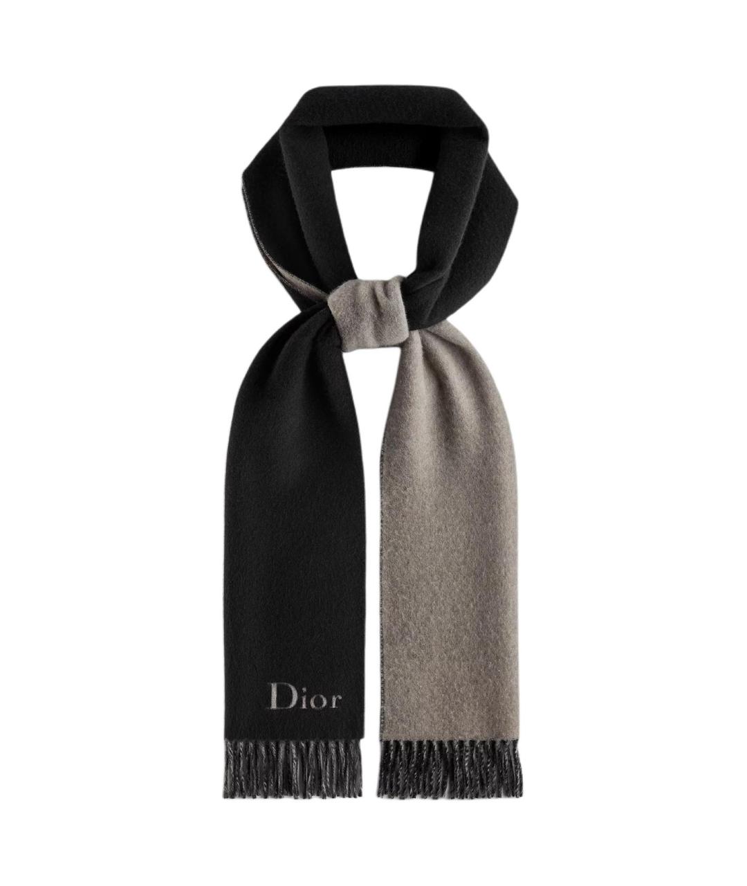 CHRISTIAN DIOR Черный шерстяной шарф, фото 2