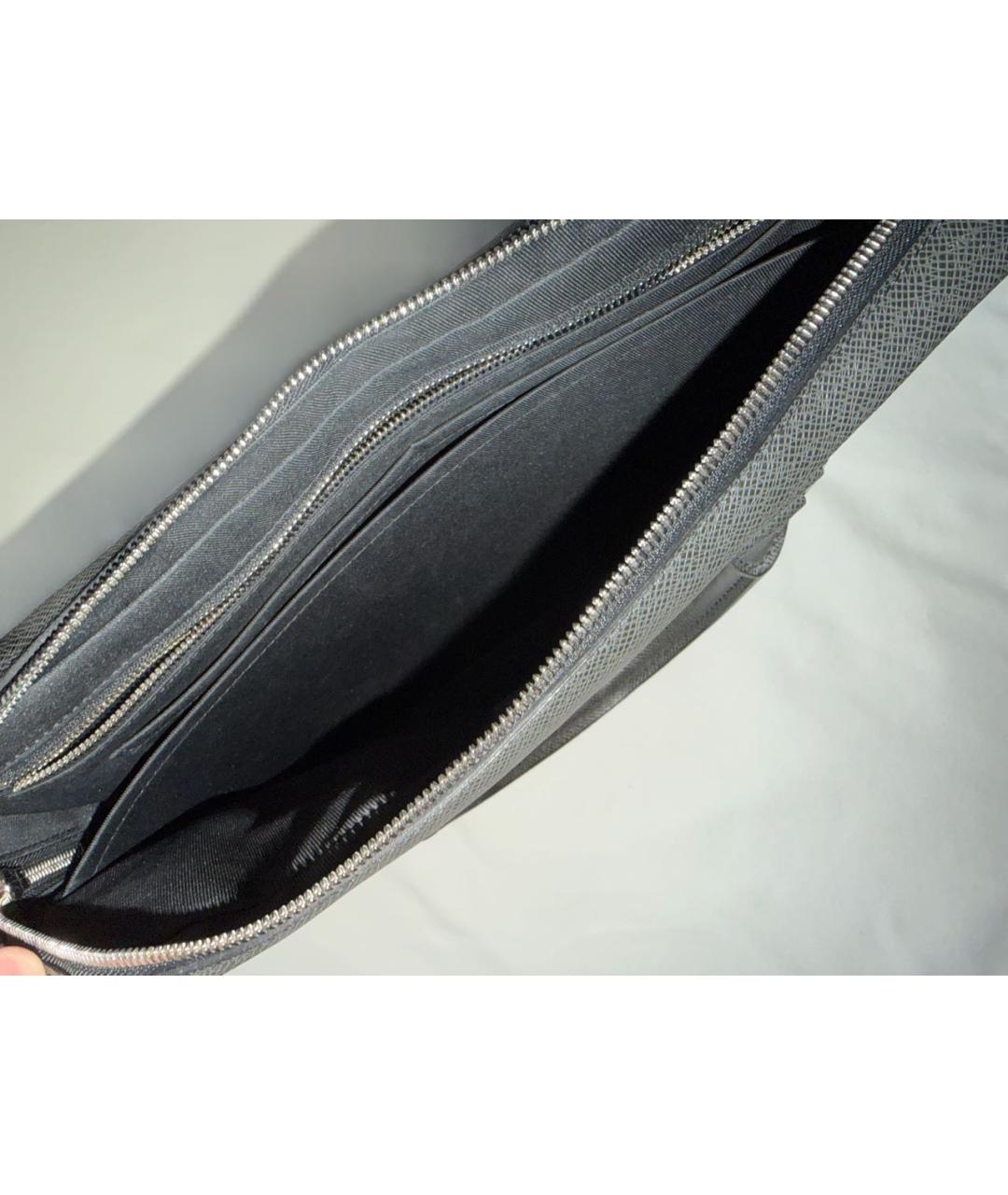 LOUIS VUITTON Антрацитовый кожаный портфель, фото 4