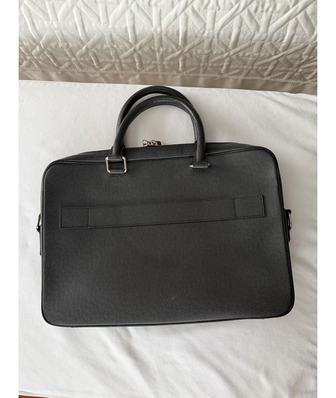 LOUIS VUITTON Антрацитовый кожаный портфель, фото 5