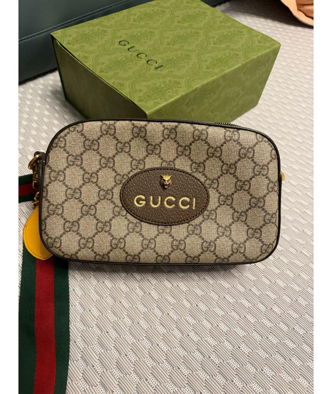 GUCCI Бежевая кожаная сумка через плечо, фото 5