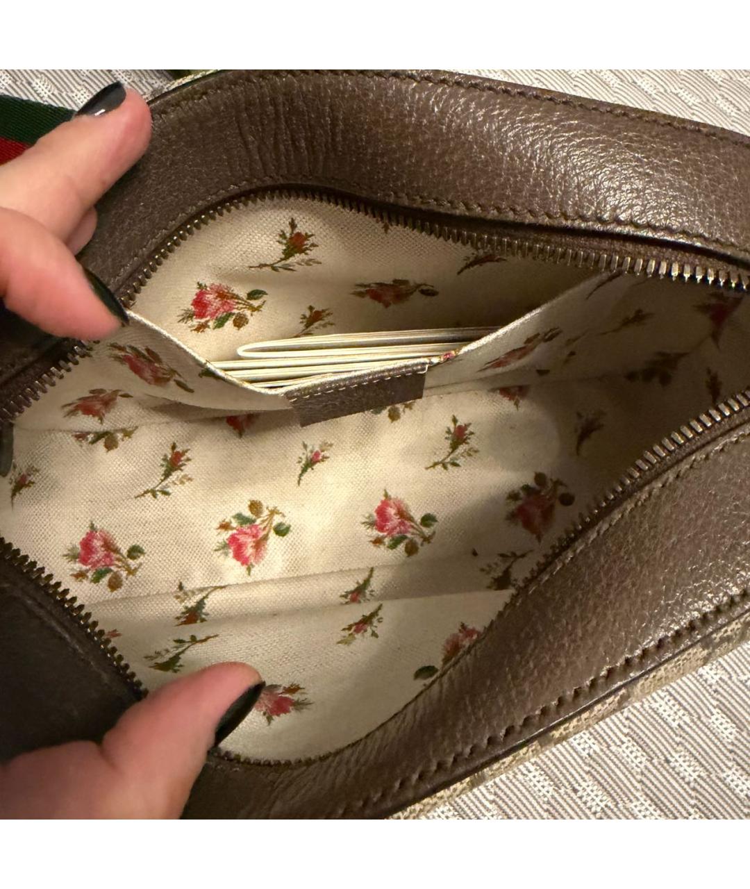 GUCCI Бежевая кожаная сумка через плечо, фото 3