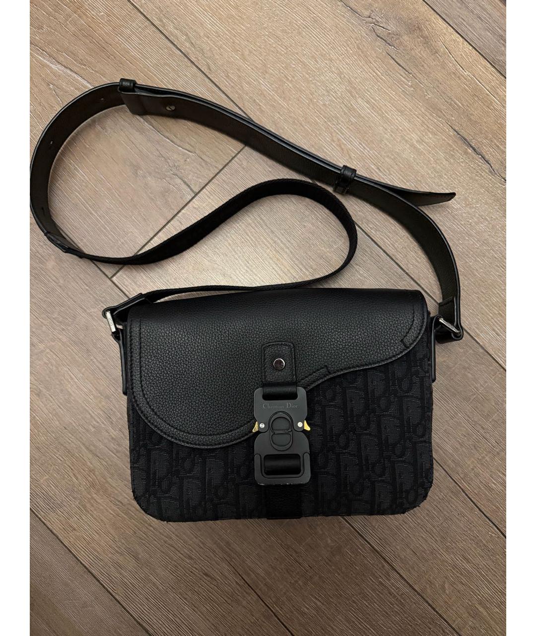 CHRISTIAN DIOR Черная кожаная сумка на плечо, фото 9