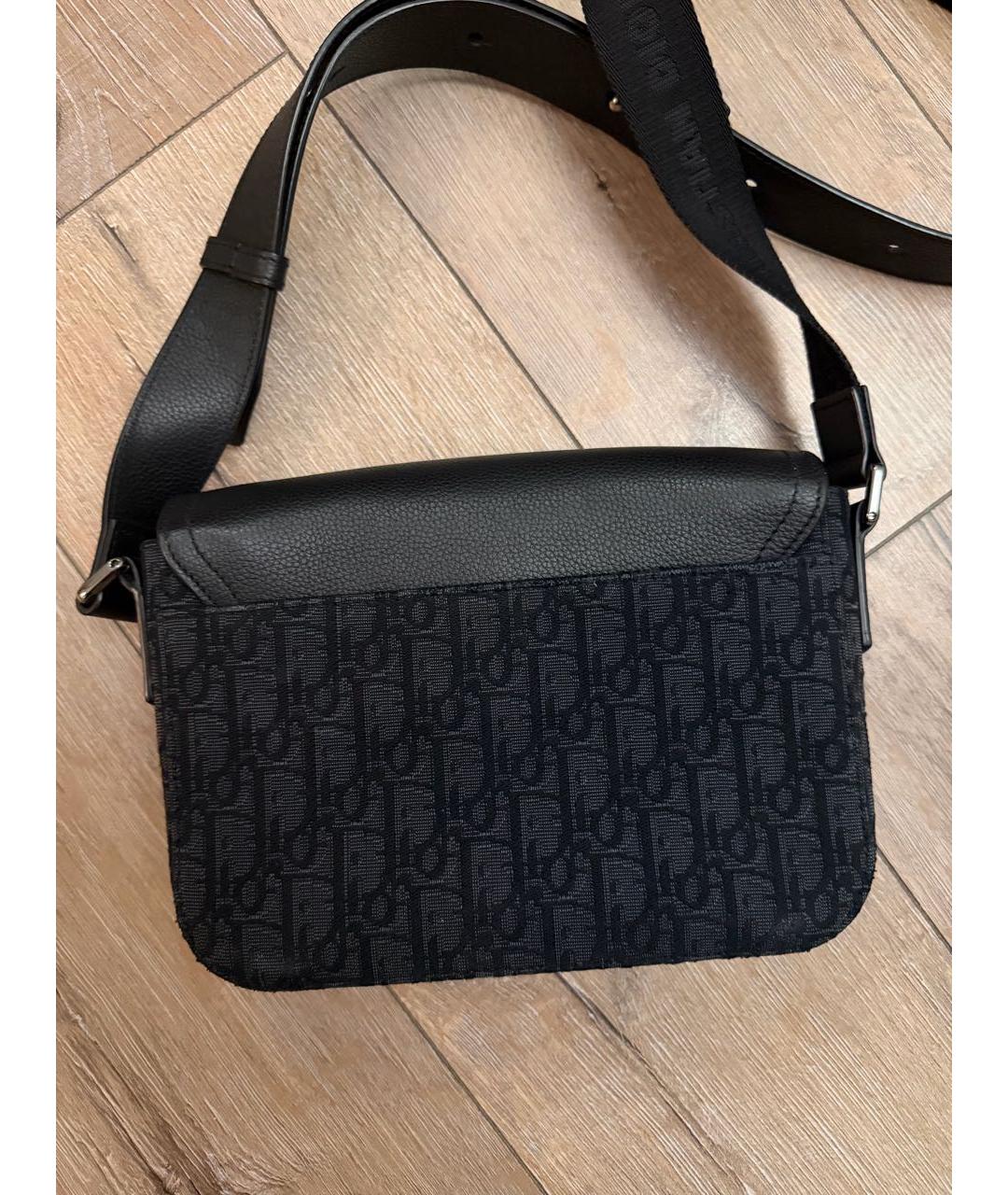 CHRISTIAN DIOR Черная кожаная сумка на плечо, фото 3