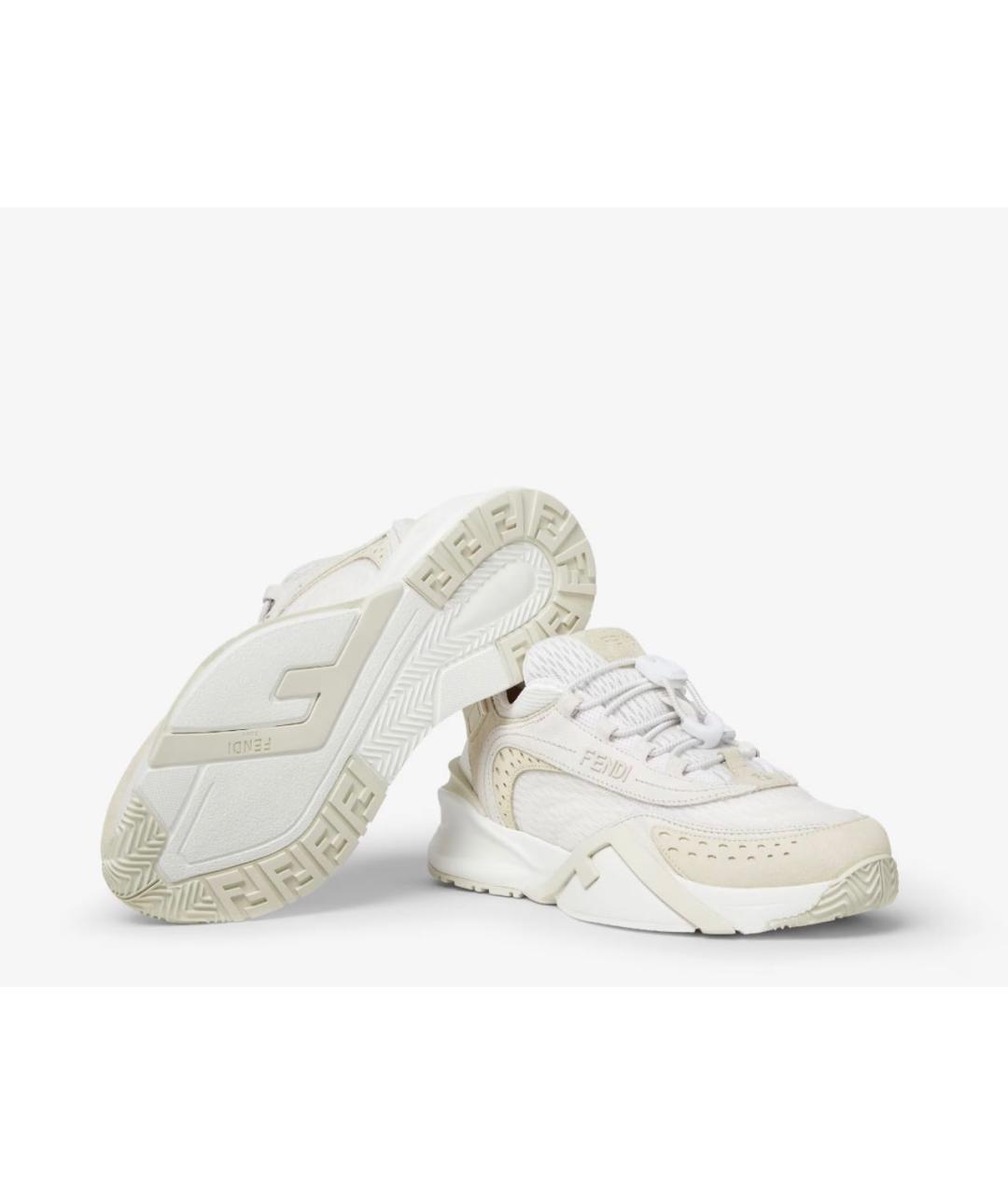 FENDI Бежевые замшевые кроссовки, фото 5