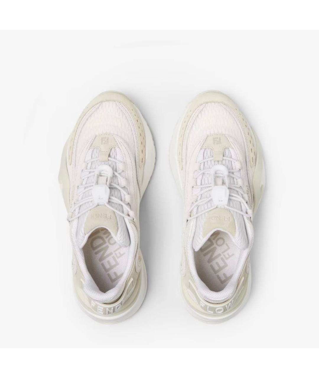 FENDI Бежевые замшевые кроссовки, фото 4