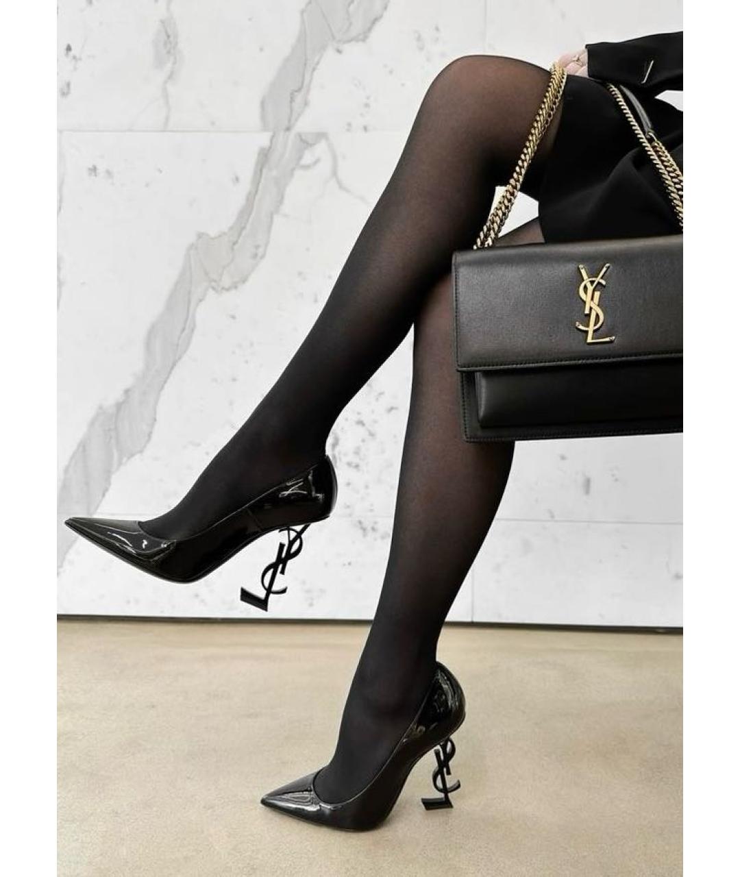 SAINT LAURENT Черные туфли из лакированной кожи, фото 5