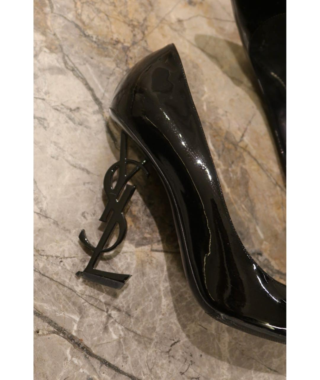 SAINT LAURENT Черные туфли из лакированной кожи, фото 4