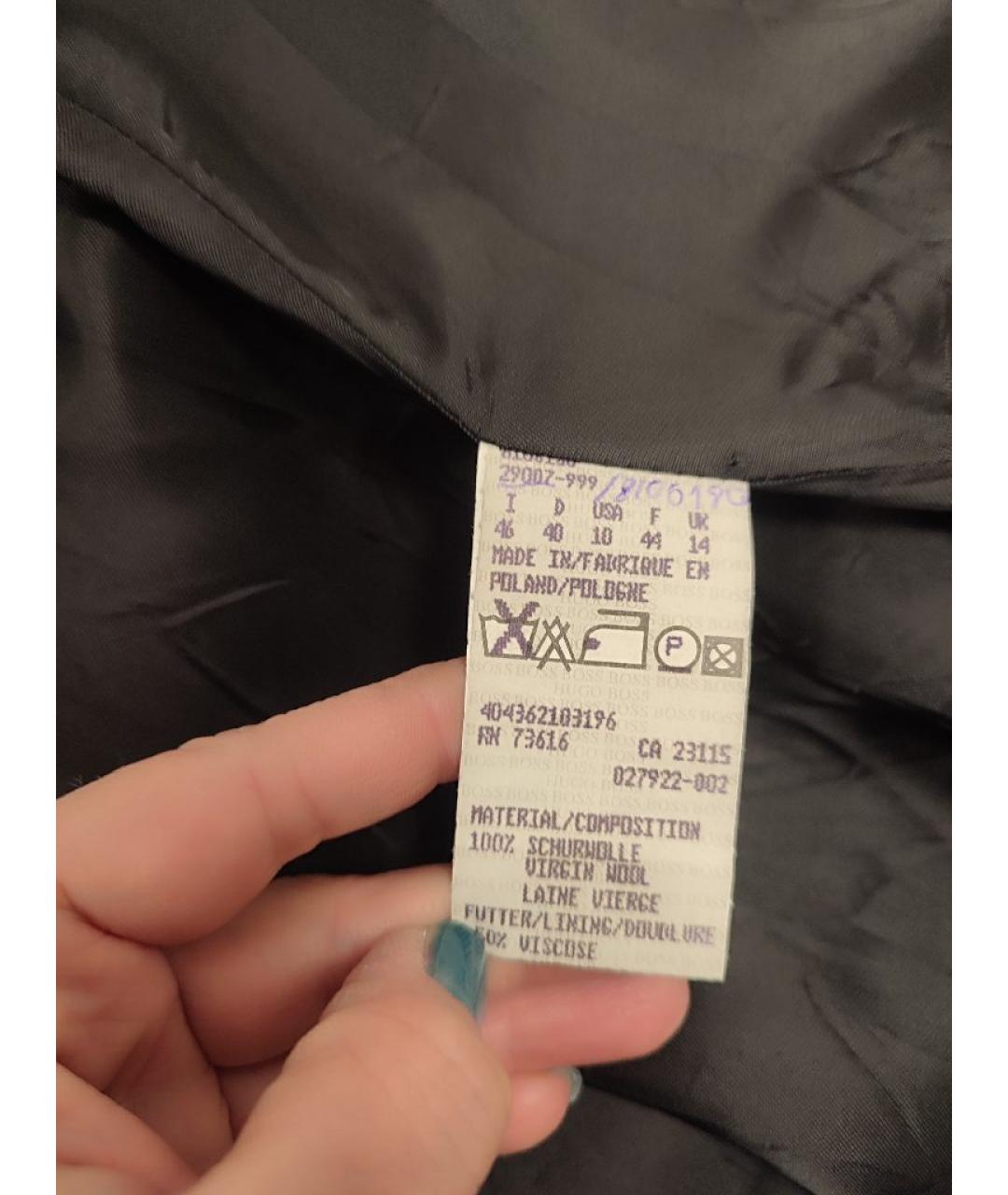 HUGO BOSS Черное шерстяное пальто, фото 8