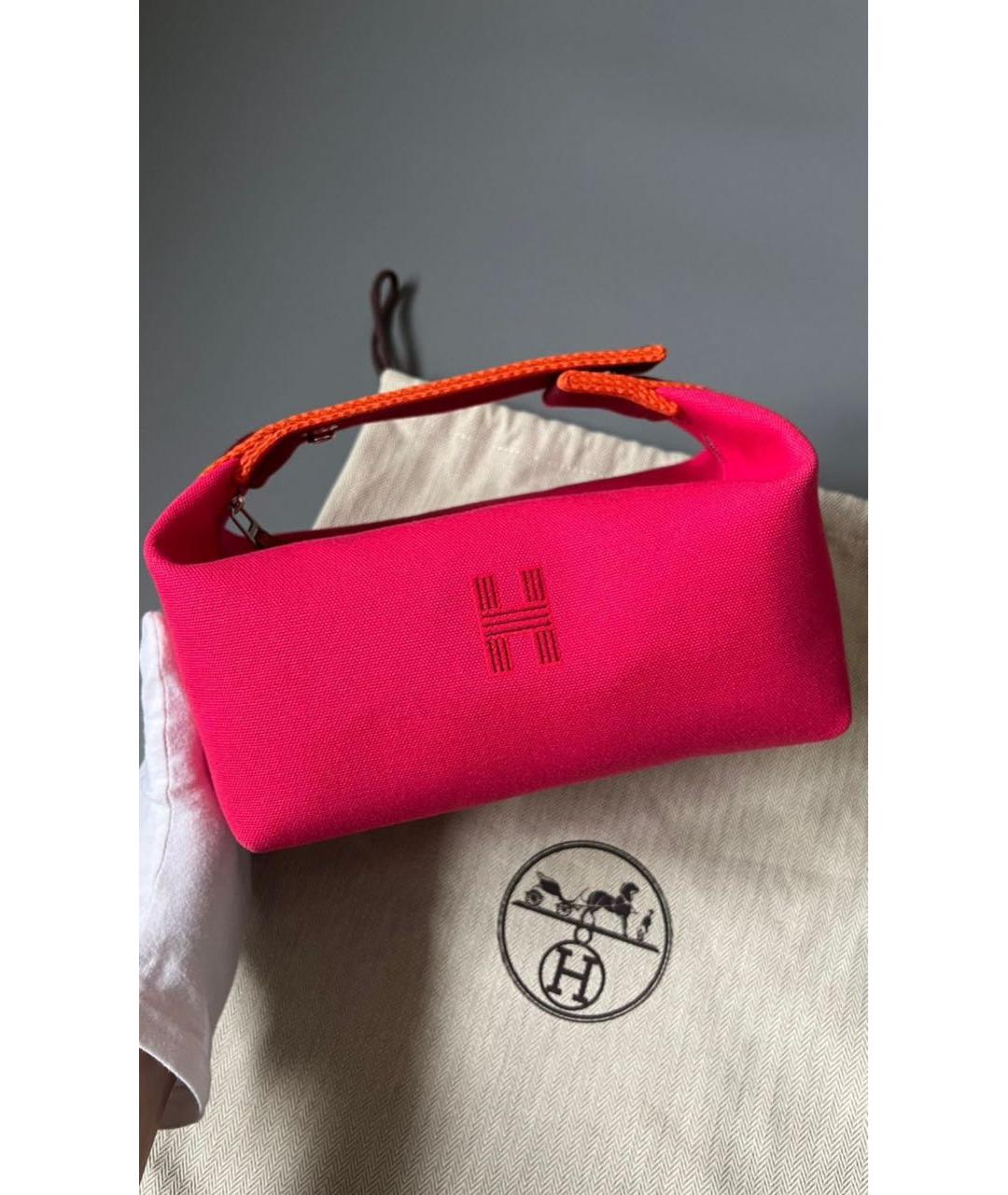 HERMES Фуксия хлопковая косметичка, фото 2