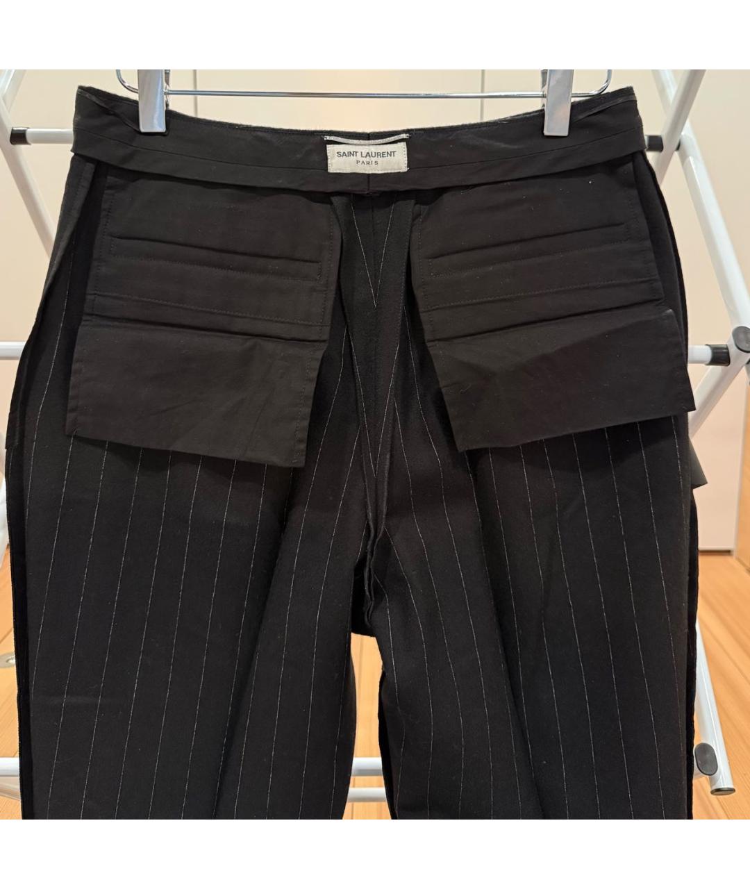 SAINT LAURENT Черные шерстяные классические брюки, фото 4