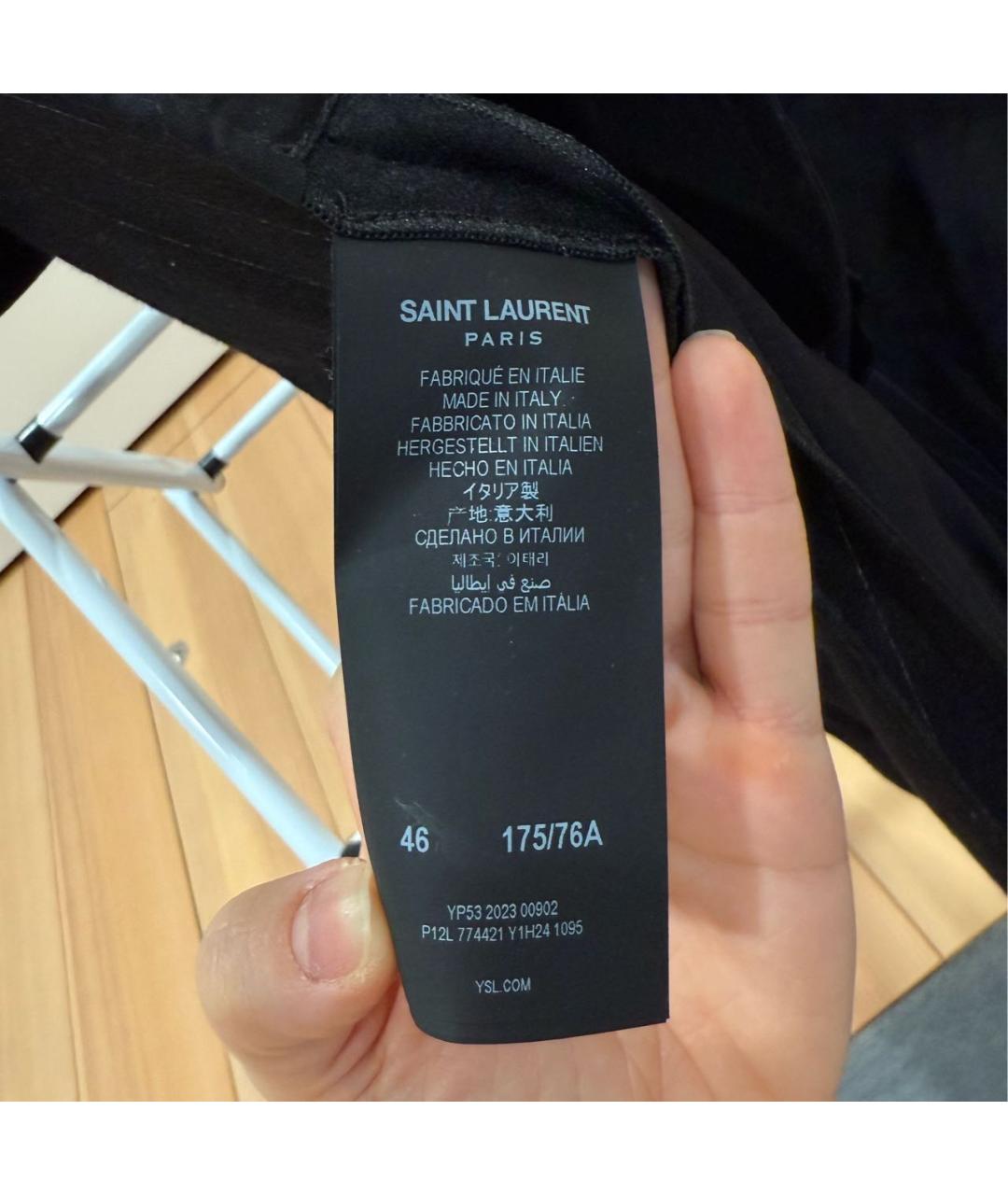 SAINT LAURENT Черные шерстяные классические брюки, фото 5