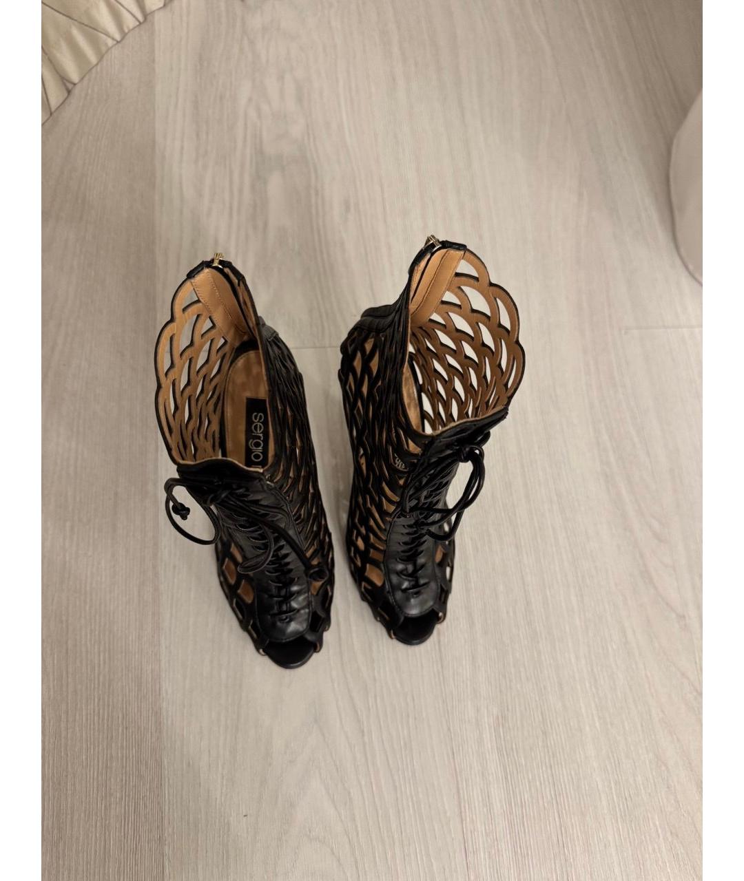 SERGIO ROSSI Черные кожаные босоножки, фото 3