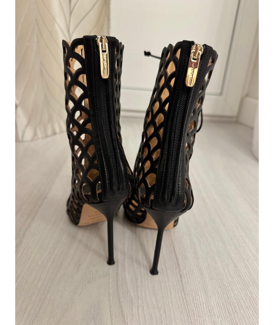 SERGIO ROSSI Черные кожаные босоножки, фото 4