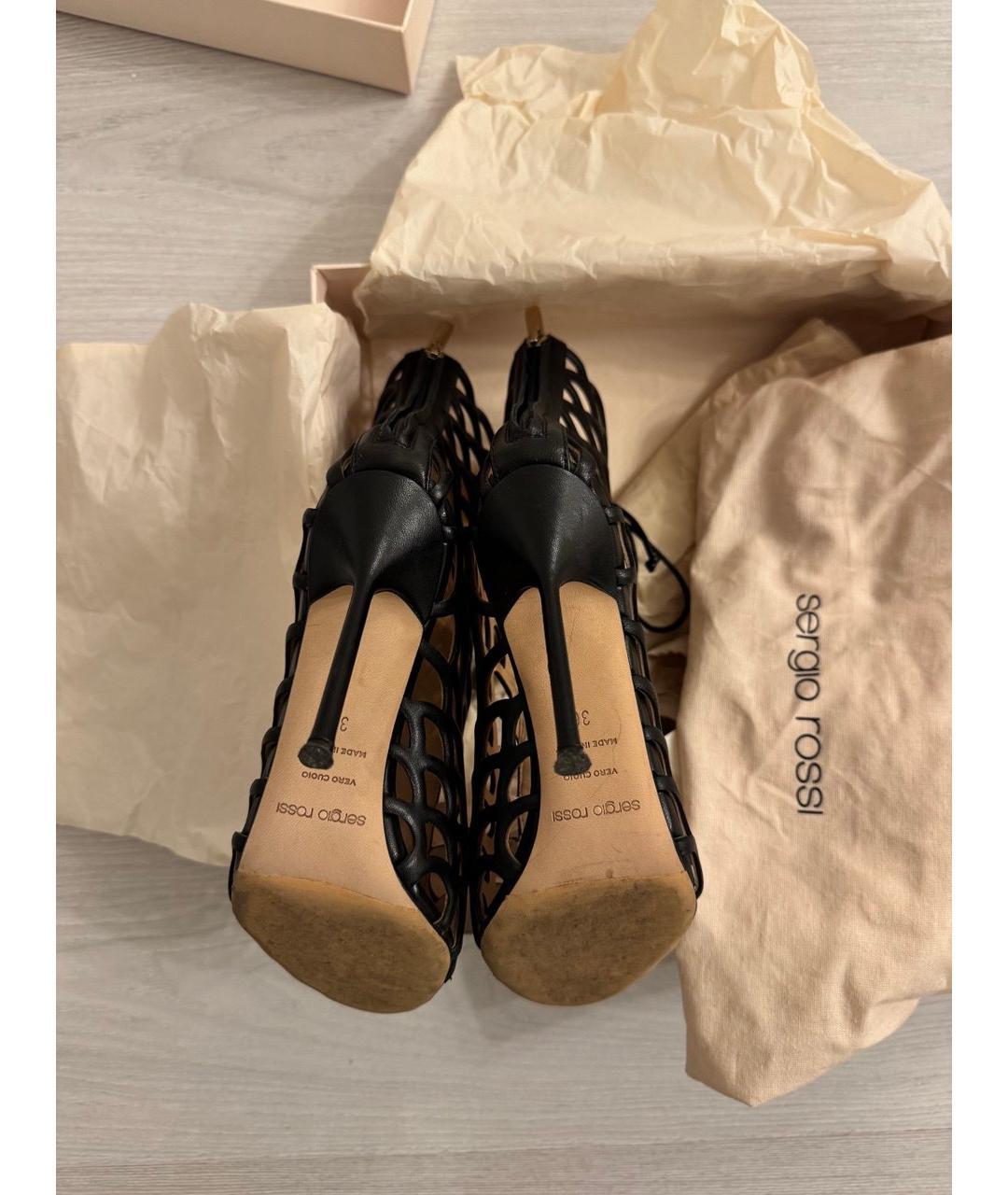SERGIO ROSSI Черные кожаные босоножки, фото 5