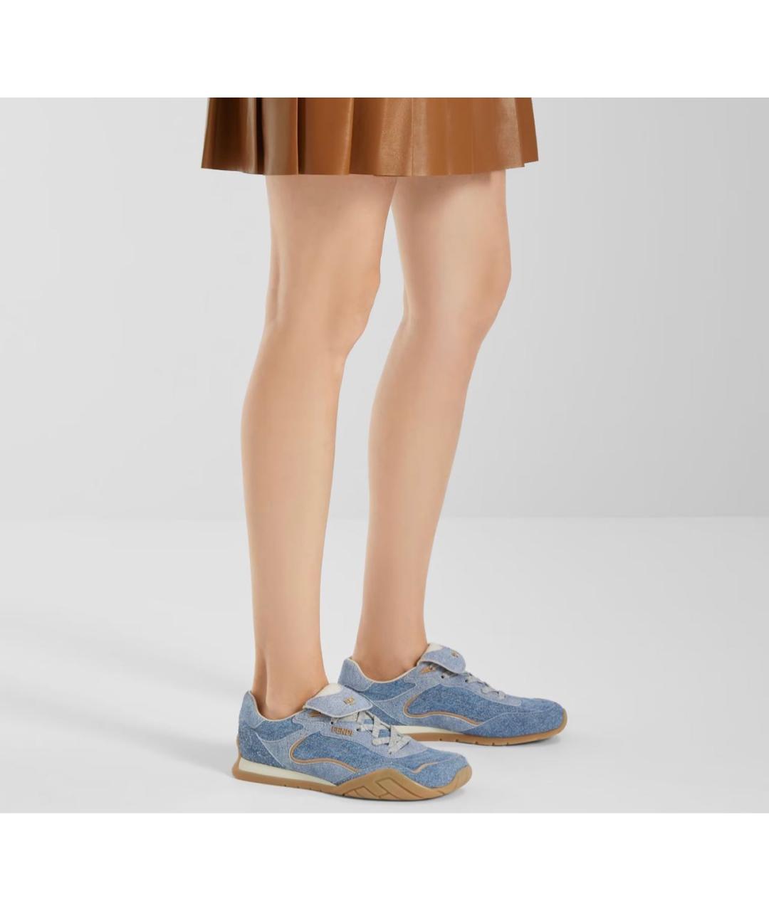 FENDI Голубые текстильные кеды, фото 5