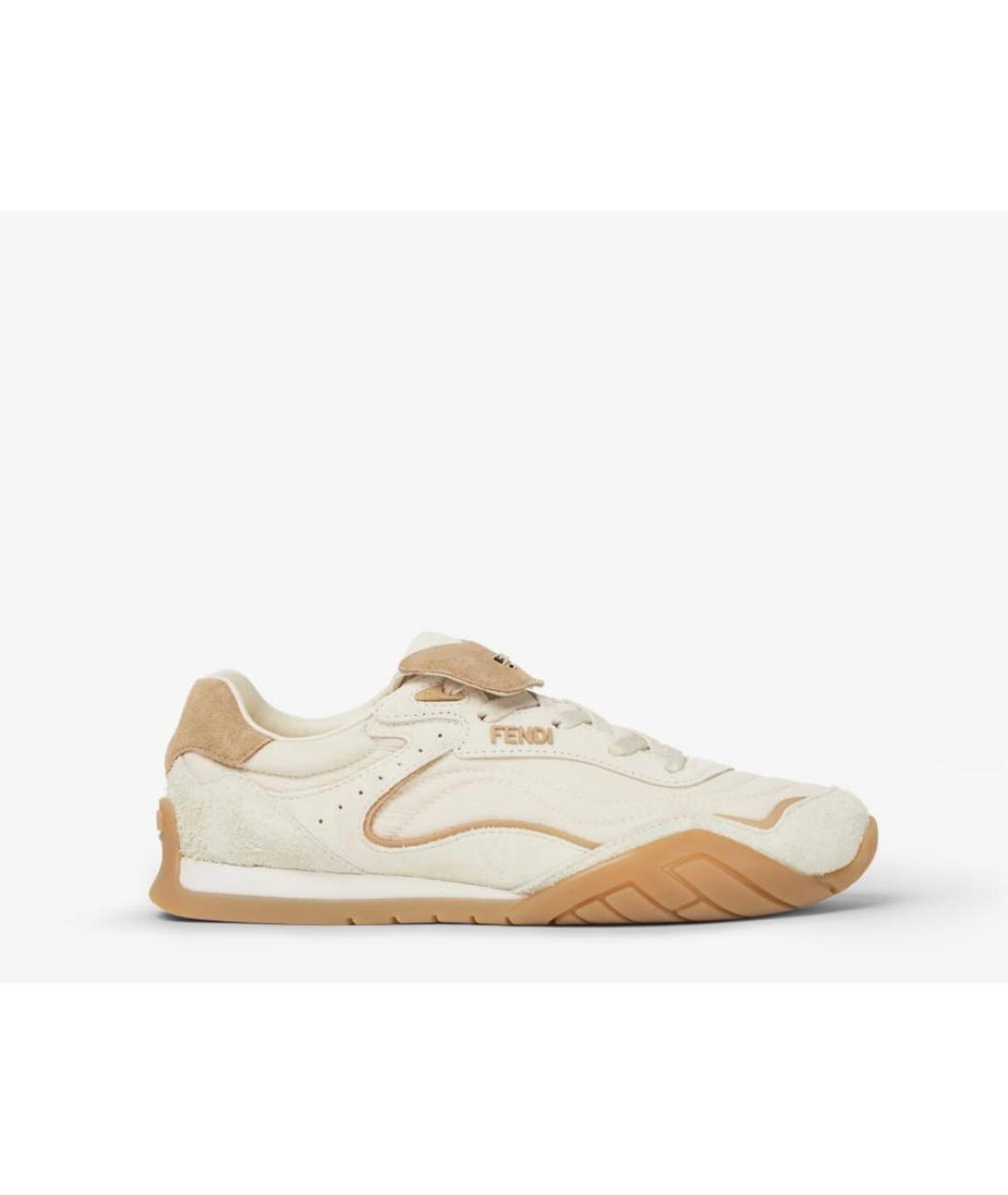 FENDI Бежевые текстильные кеды, фото 6