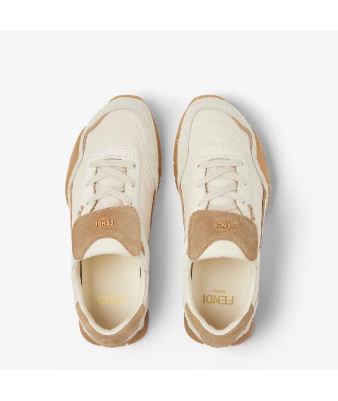 FENDI Бежевые текстильные кеды, фото 4