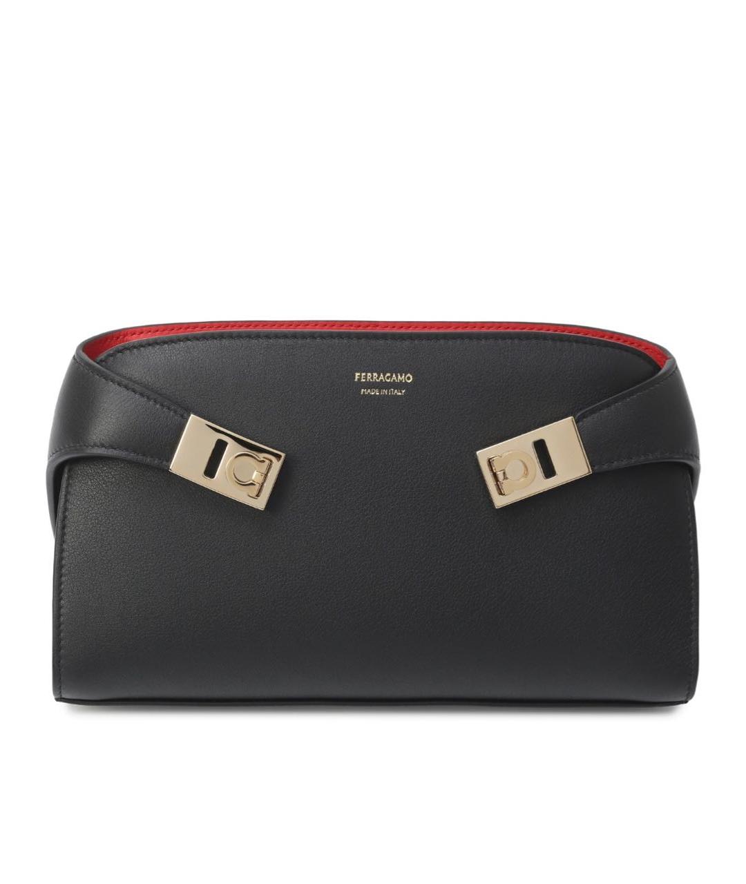 FERRAGAMO Черная кожаная сумка через плечо, фото 4