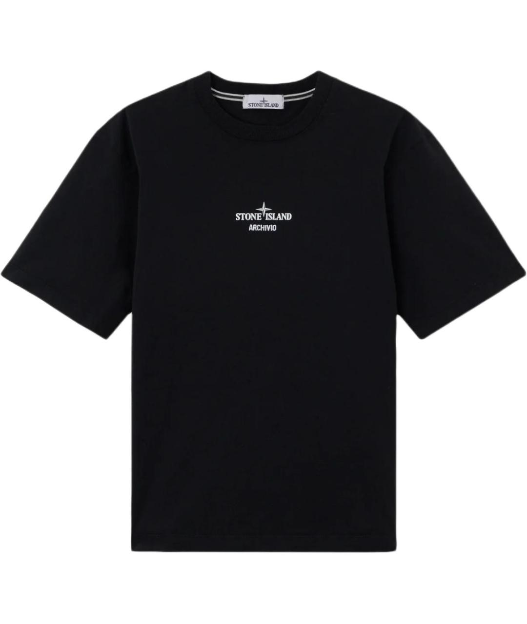 STONE ISLAND Черная хлопковая футболка, фото 1