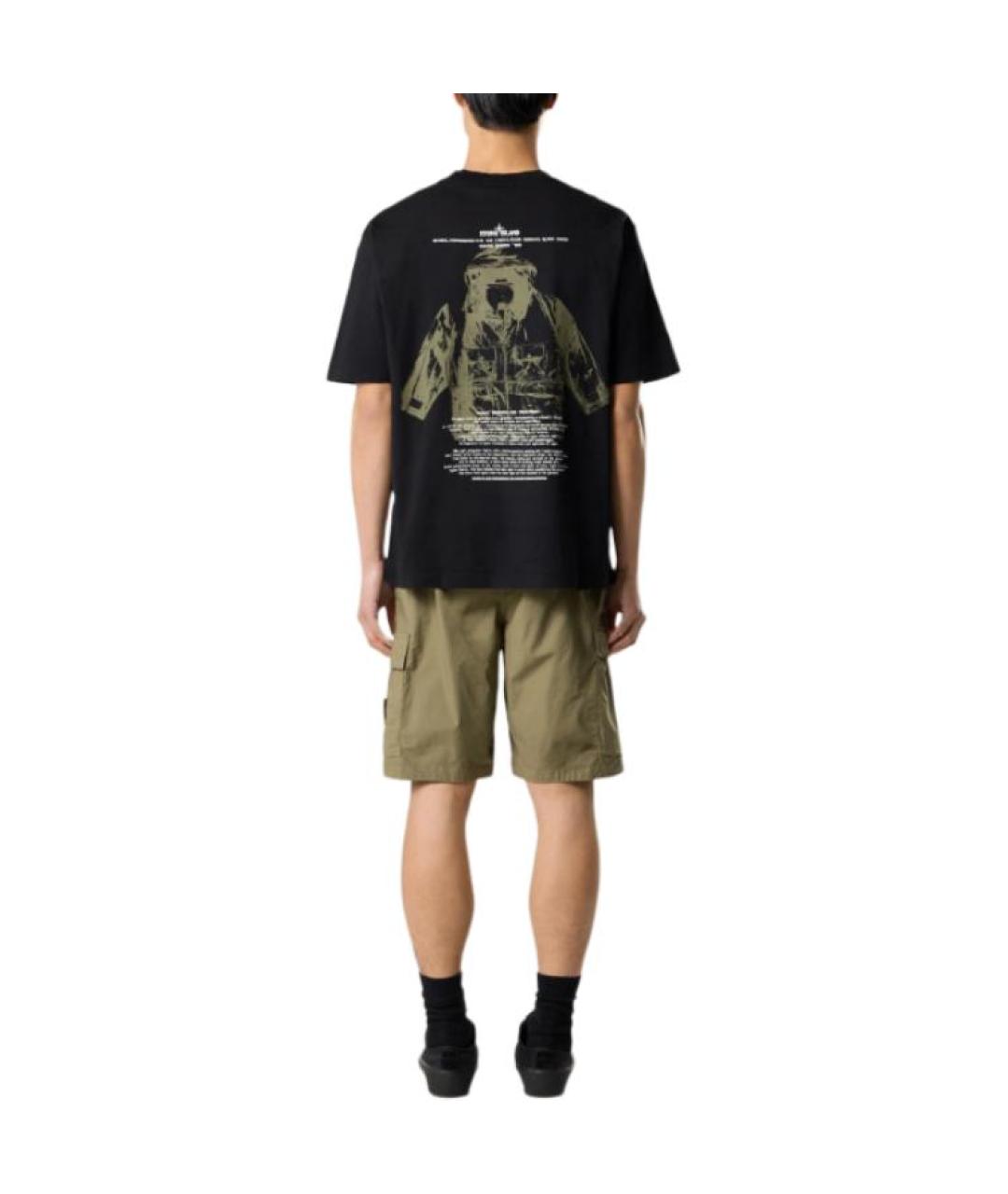 STONE ISLAND Черная хлопковая футболка, фото 4