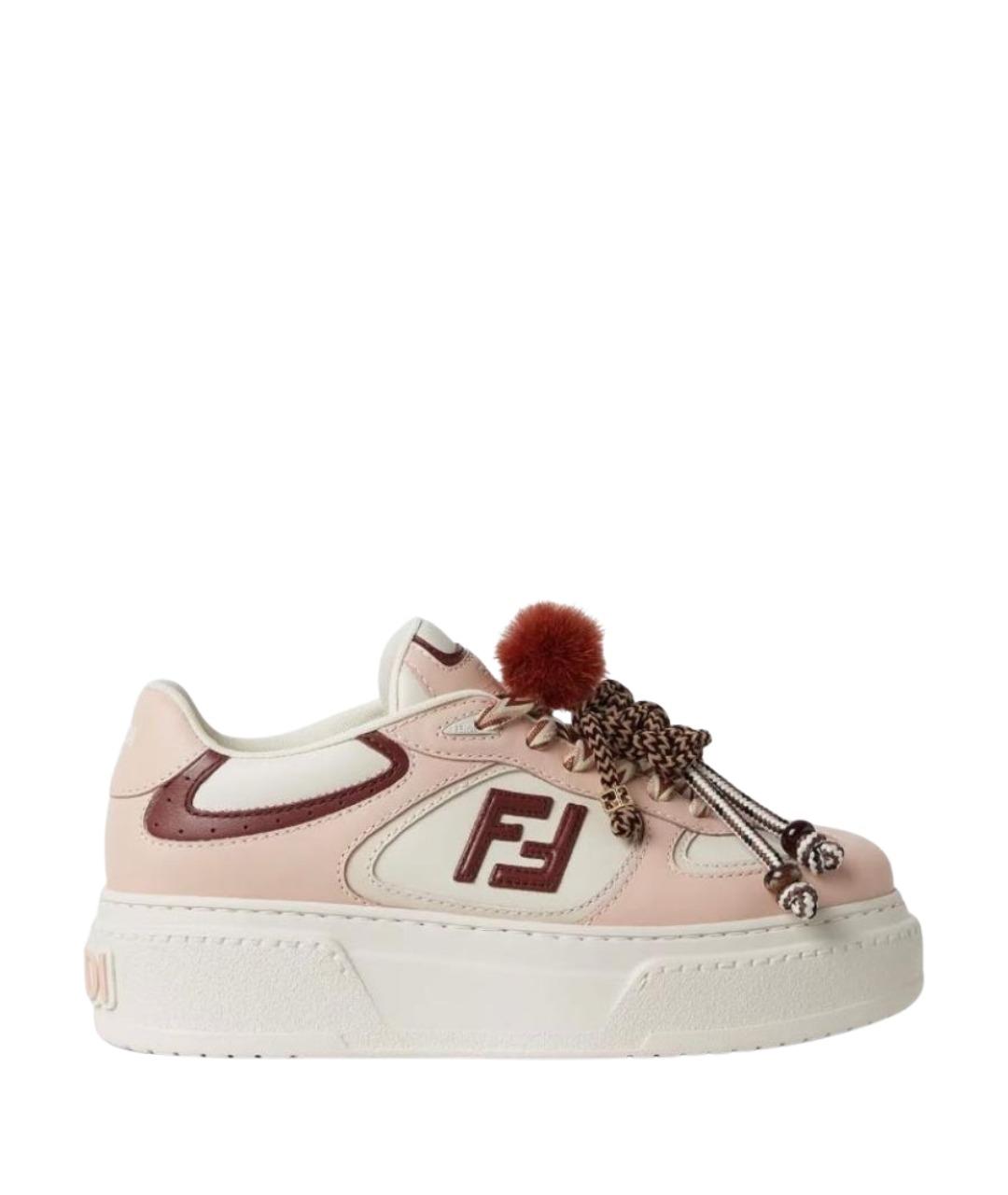 FENDI Розовые кожаные кеды, фото 1