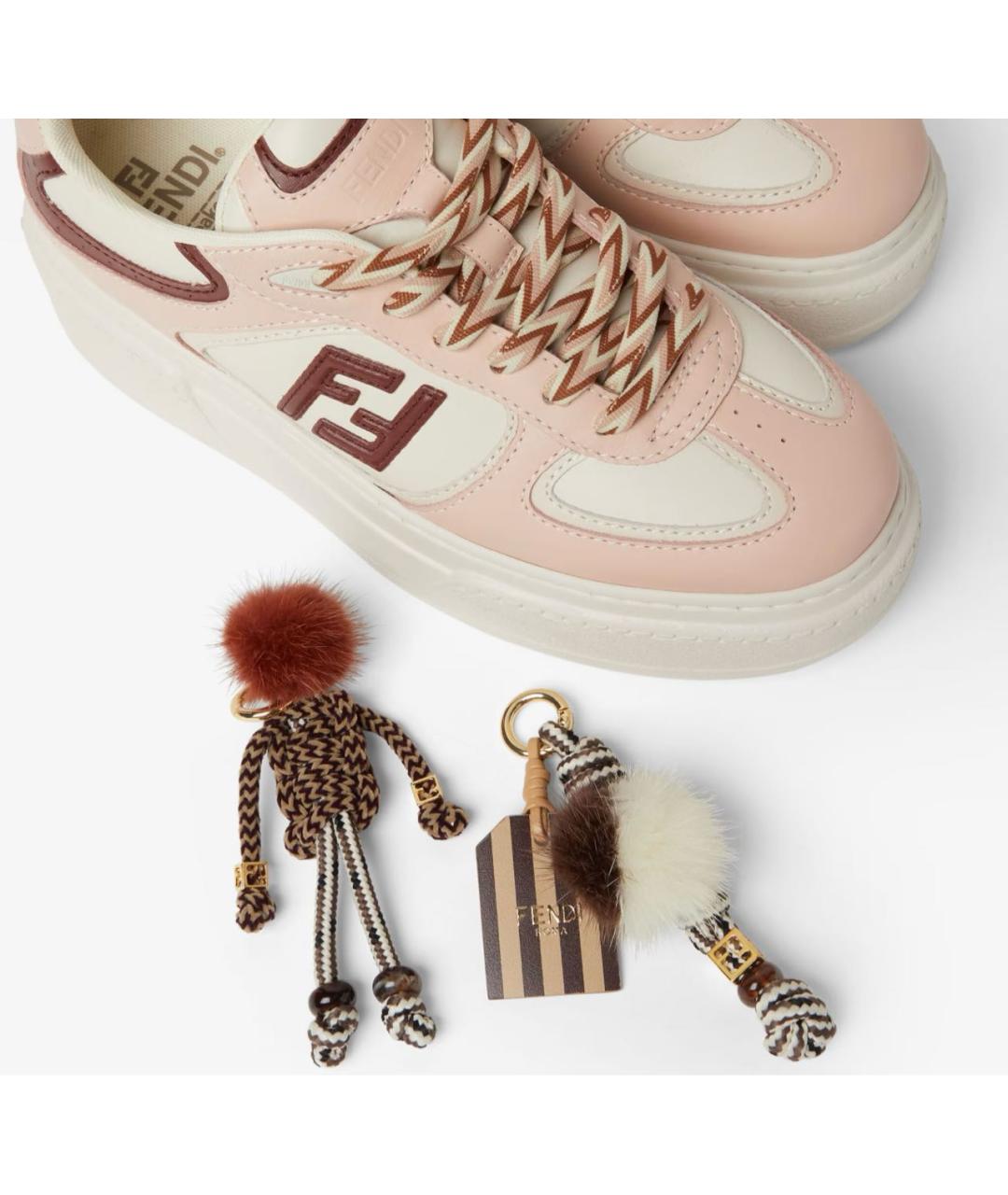 FENDI Розовые кожаные кеды, фото 5