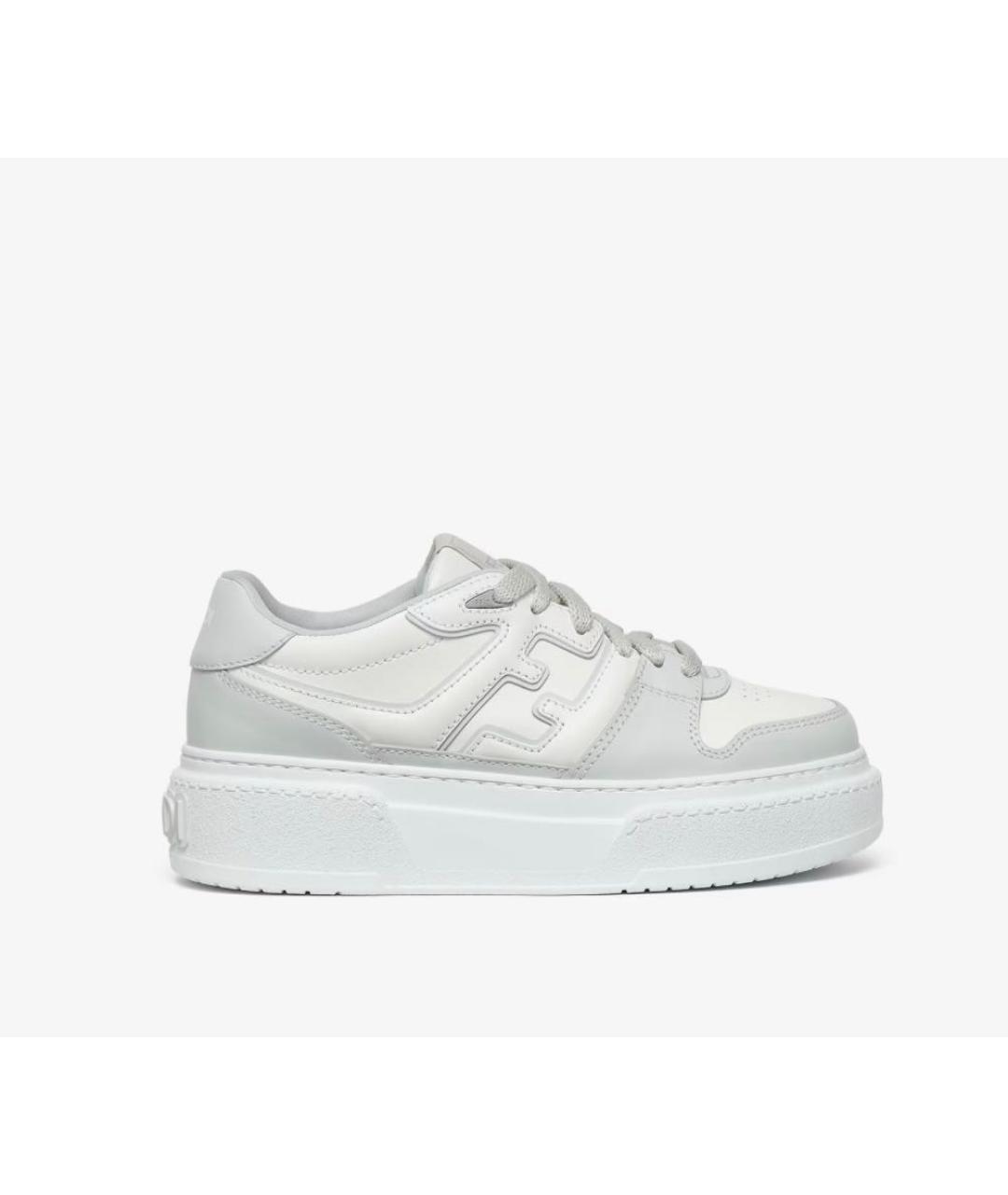 FENDI Серые кожаные кеды, фото 5