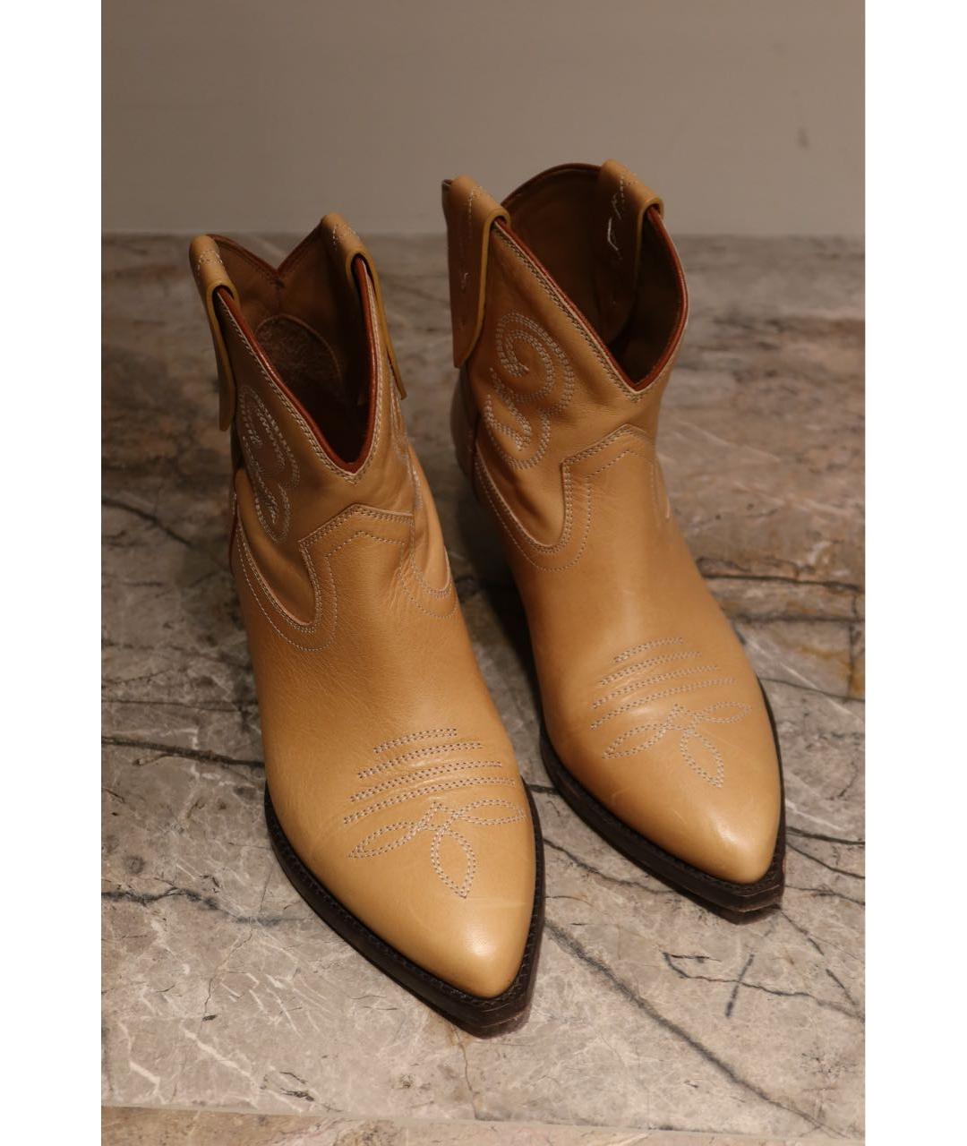 ISABEL MARANT Бежевые кожаные полусапоги, фото 3